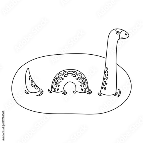 Loch Ness monster icon in outline style isolated on white background. Scotland country symbol stock vector illustration.