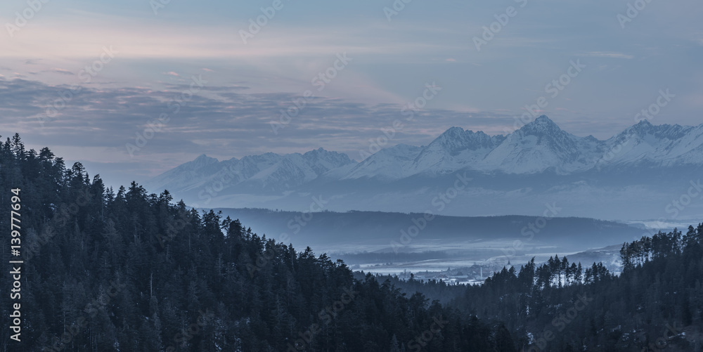 Vysoke Tatry mountains in winter time