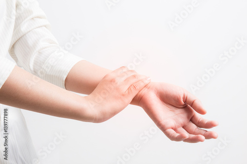 Asian woman wrist pain,office syndrome concept