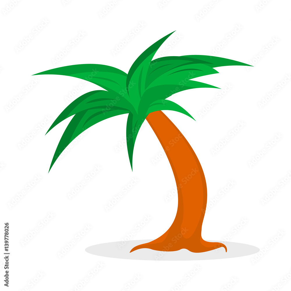 Cartoon palm tree isolated on a white background.