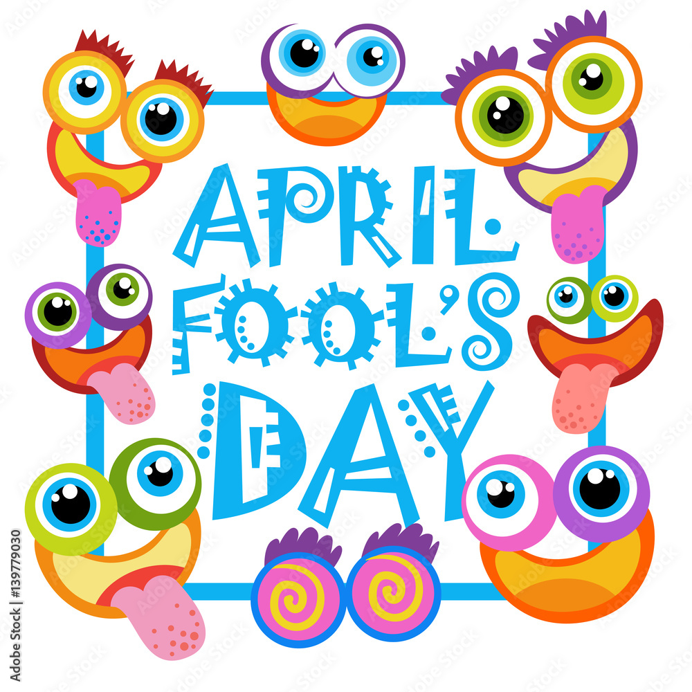 Smiling Face First April Fool Day Happy Holiday Greeting Card Flat Vector Illustration Smiling Face First April Fool Day Happy Holiday Greeting Card Flat Vector Illustration