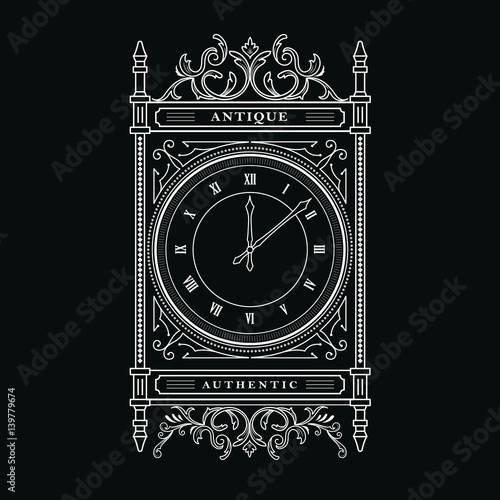 Antique clock vintage frame gothic vector
