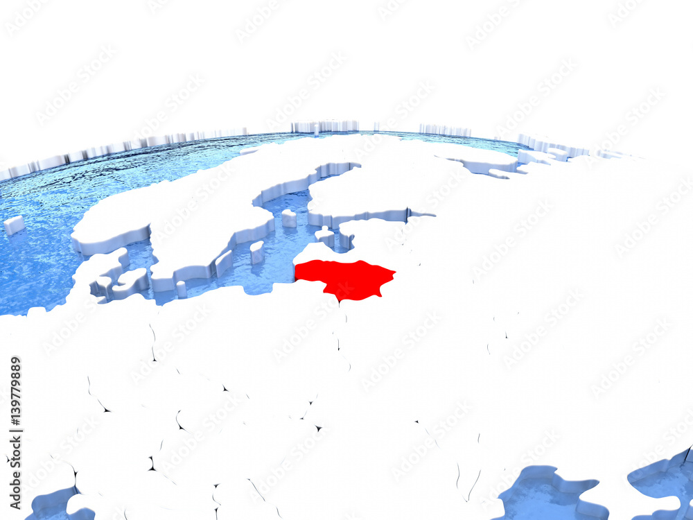 Fototapeta premium Map of Lithuania on globe