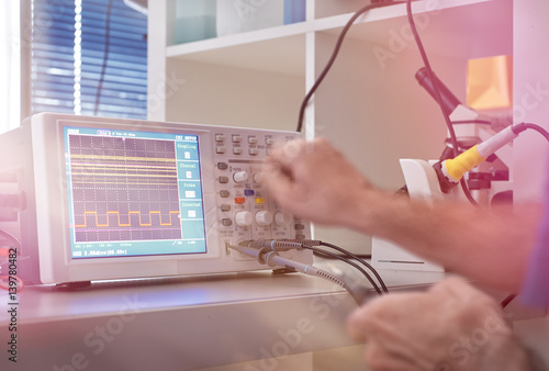 Modern electronic equipment in computer service center