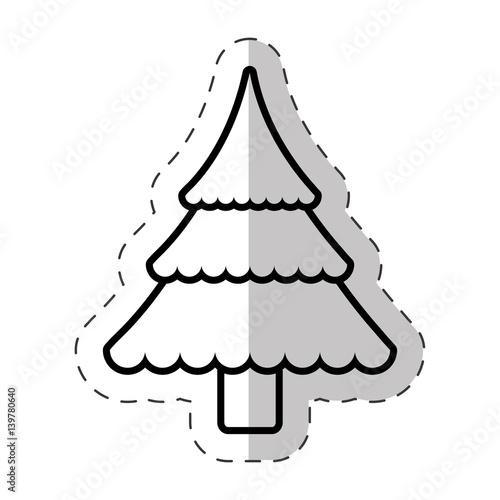 christmas tree traditional cut line vector illustraiton eps 10