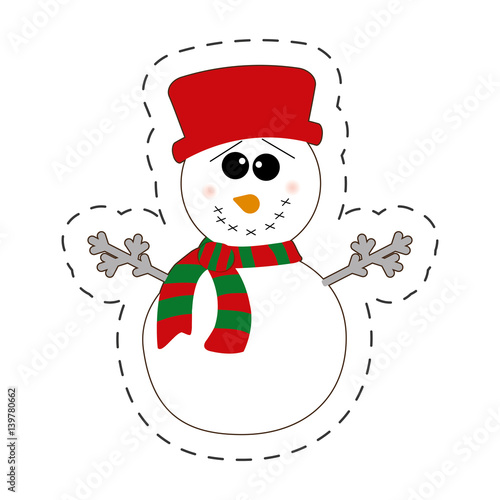 snowman winter decorative cut line vector illustraiton eps 10