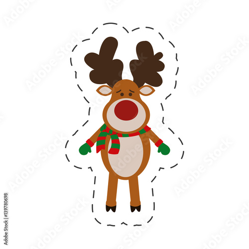 reindeer christmas decorative cut line vector illustraiton eps 10