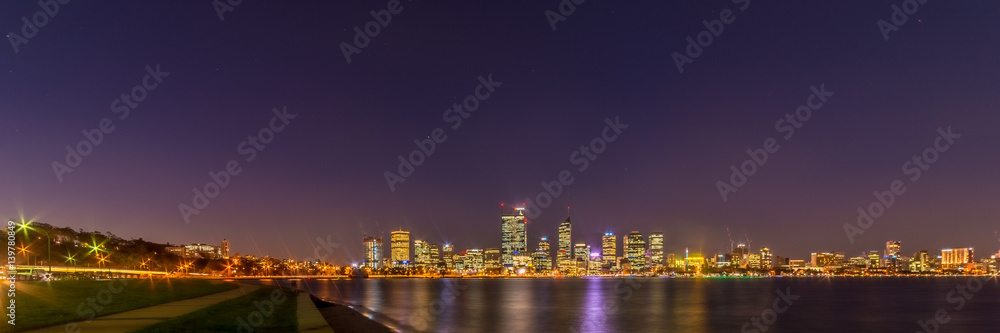 Illuminated city of Perth, Australia