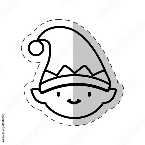 christmas face elve cut line vector illustraiton eps 10