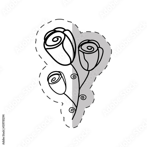 flower roses bouquet cut line vector illustraiton eps 10