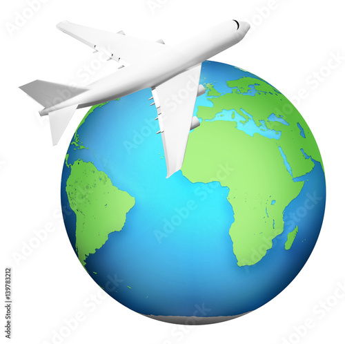 airplane with green blue pl...