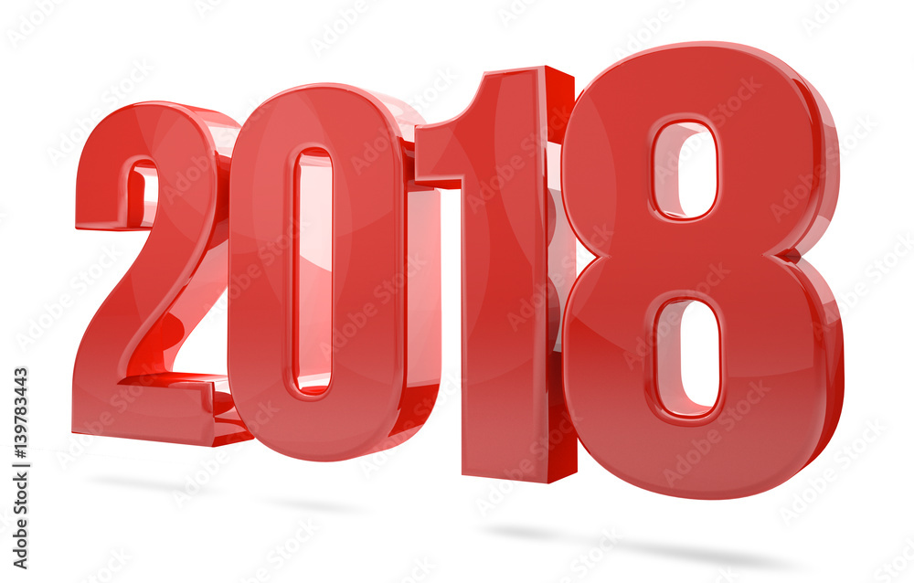 2018 year red 3d render