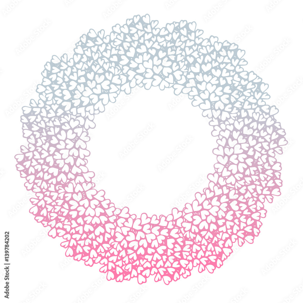 Heart flower bush pattern circle shape design pink purple gradients color illustration isolated on white background with copy space, vector eps10