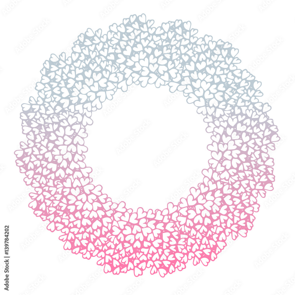 Heart flower bush pattern circle shape design pink purple gradients color illustration isolated on white background with copy space, vector eps10 Heart flower bush pattern circle shape design pink purple gradients color illustration isolated on white background with copy space, vector eps10