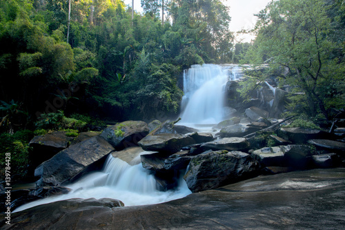 Waterfall  Rainforest Intanon National Park  Chiangmai province  North of Thailand