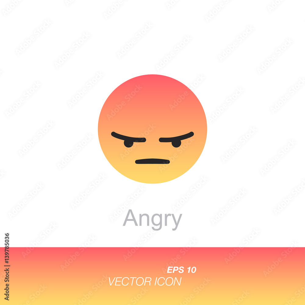 Angry pink and yellow smiley. Like social icon. Button for expressing social emoji. Flat vector illustration EPS 10 Angry pink and yellow smiley. Like social icon. Button for expressing social emoji. Flat vector illustration EPS 10