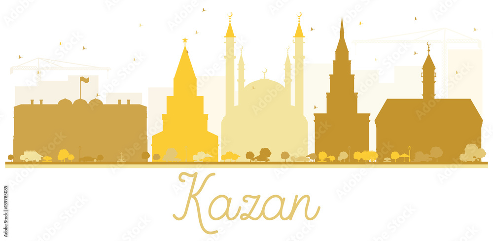 Obraz Sylwetka panoramę miasta Kazań złota.