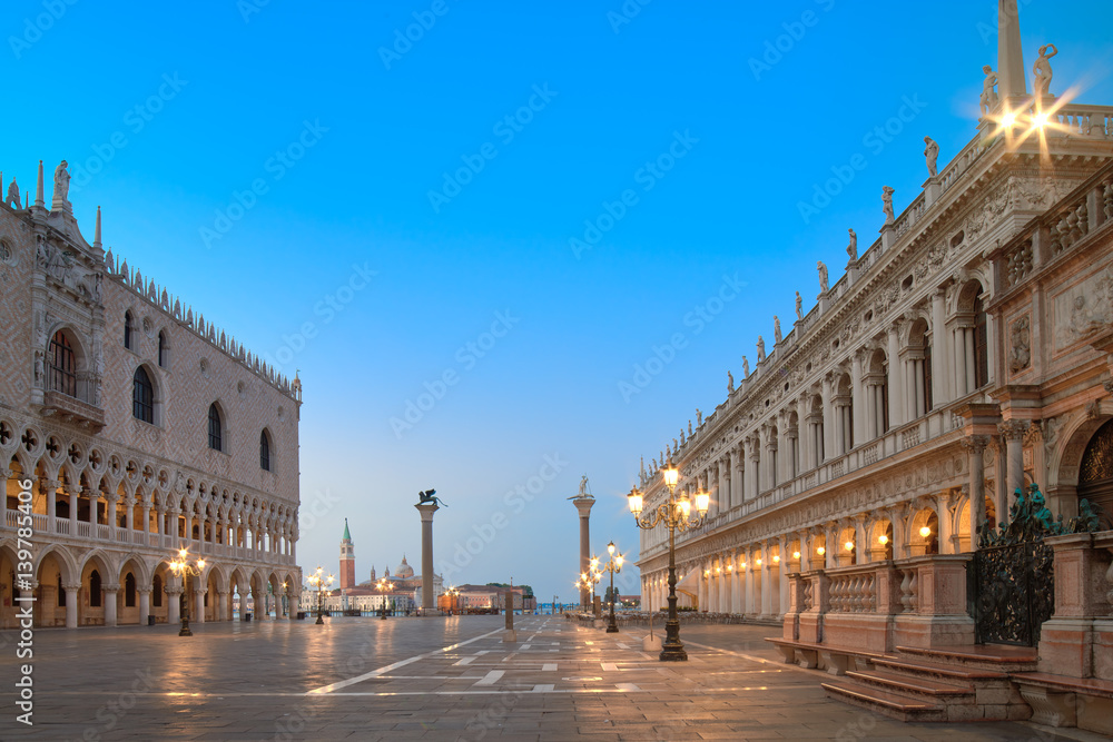 Duks palace on st. Marks square, Venice Italy at dawn