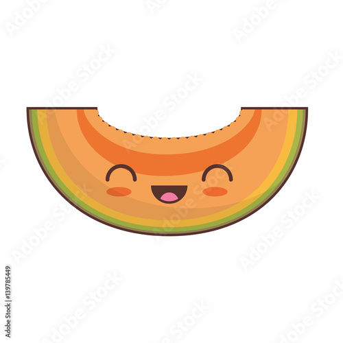 kawaii slice papaya fruit icon vector illustration eps 10