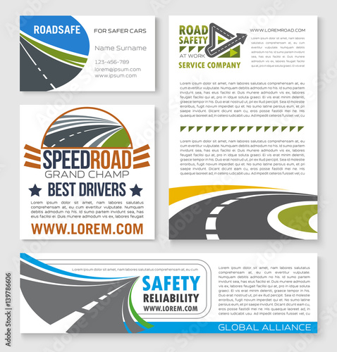 Speed road construction and service vector banners