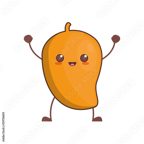 kawaii mango fruit image vector illustration eps 10