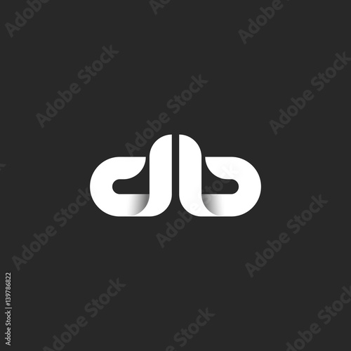 Logo db letters monogram, black and white gradient sleek lines geometric shape, mockup combination d and b initials emblem for business card
