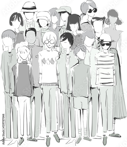 Sketch Design Crowd Vintage...