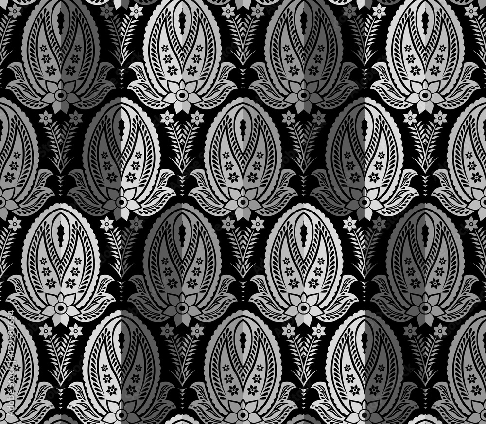 seamless black paisley wallpaper Stock Vector | Adobe Stock