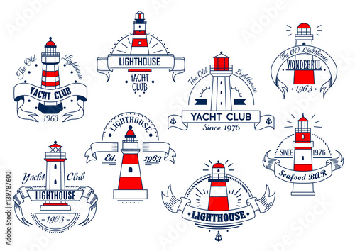 Lighthouse vector icons for yacht club or bar