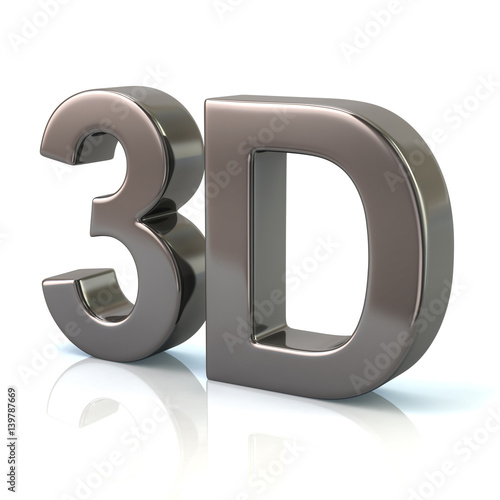 3d illustration of silver 3D word