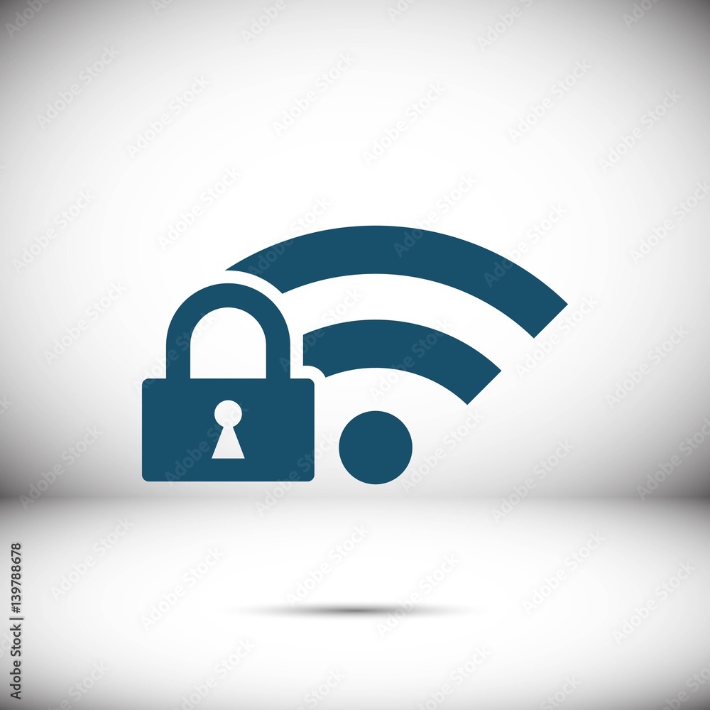 lock wifi icon stock vector illustration flat design