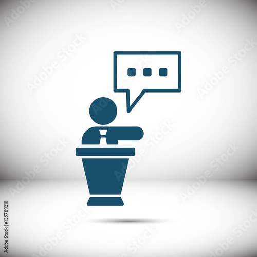 lectern with microphone icon stock vector illustration flat design