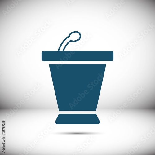 lectern with microphone icon stock vector illustration flat design