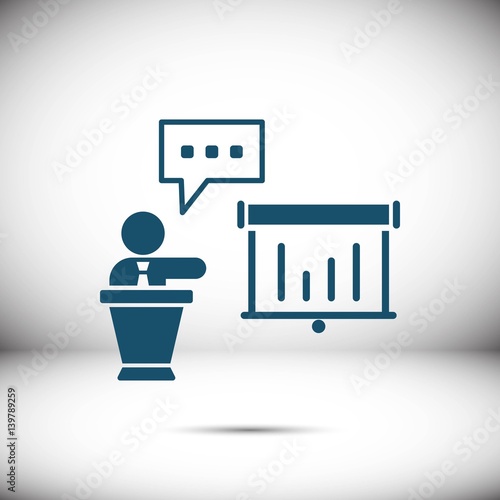 lectern with microphone icon stock vector illustration flat design