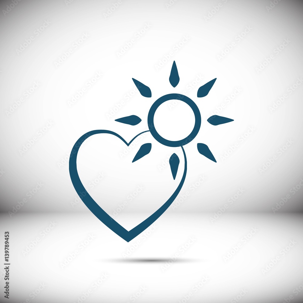 heart and the sun icon stock vector illustration flat design heart and the sun icon stock vector illustration flat design