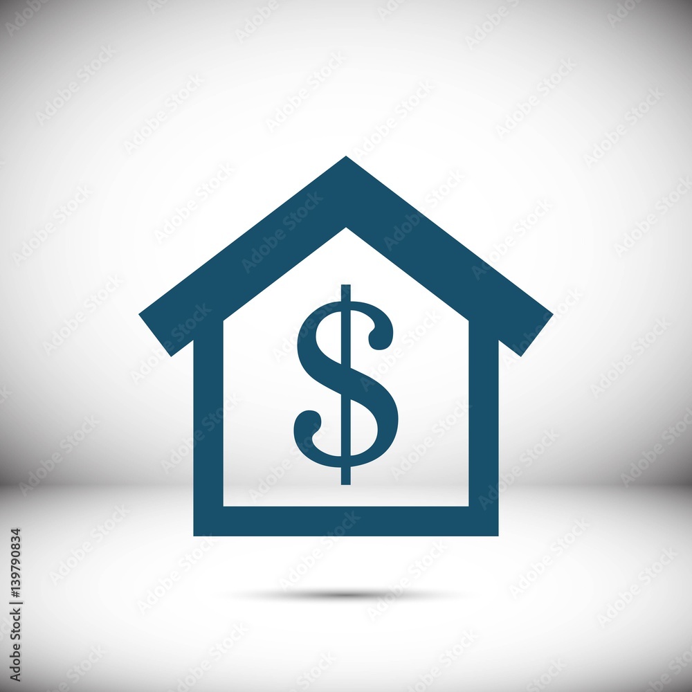 money home dollar icon stock vector illustration flat design money home dollar icon stock vector illustration flat design