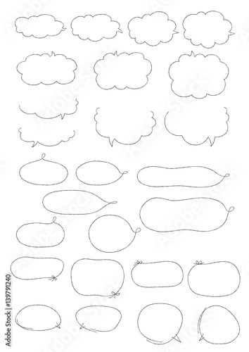 ラフな線の吹き出し素材。ベクター