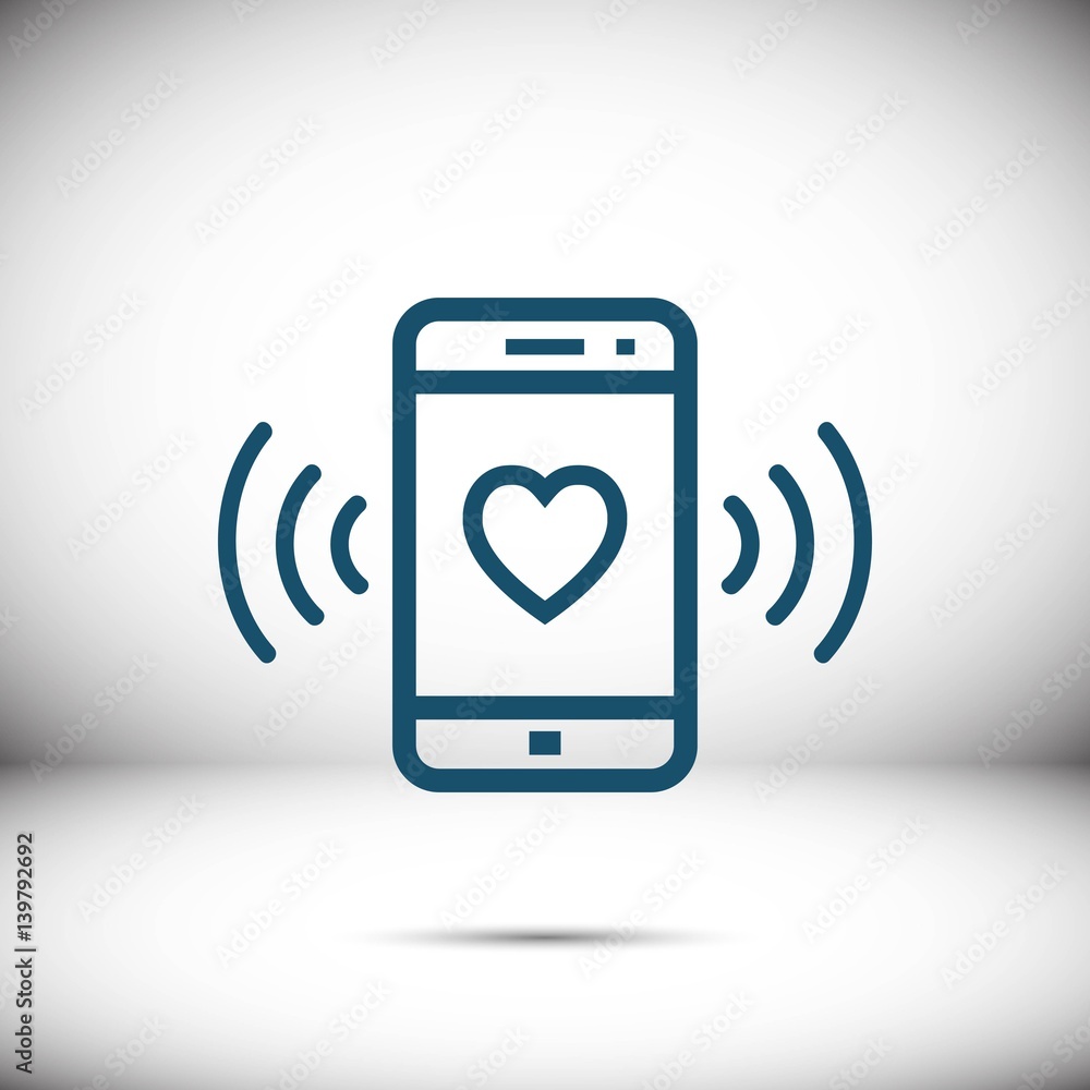 phone rings with a heart icon stock vector illustration flat design phone rings with a heart icon stock vector illustration flat design