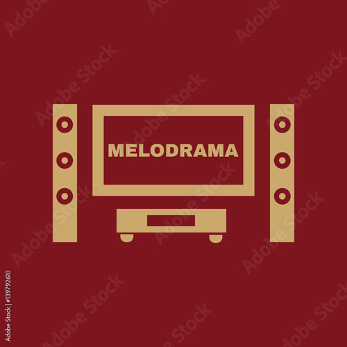 Melodrama movie icon. TV and Home theater, cinema symbol. Flat design. Stock - Vector illustration