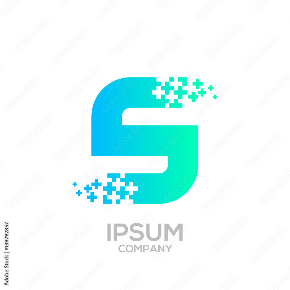 Letter S Pixel logo, Plus sign logo, Medical healthcare hospital symbol, Technology and digital logotype Letter S Pixel logo, Plus sign logo, Medical healthcare hospital symbol, Technology and digital logotype