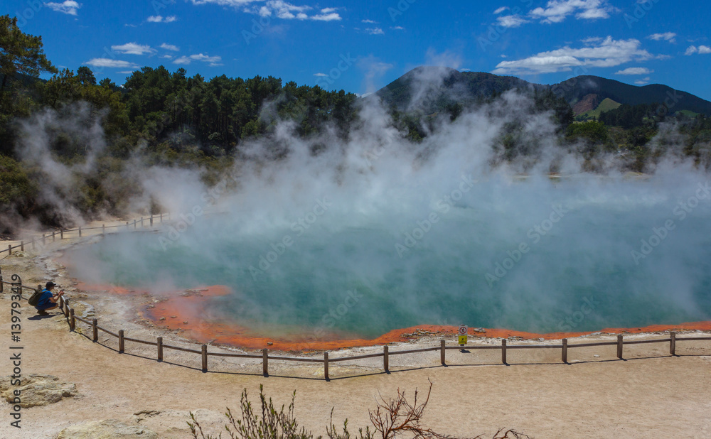 Fototapeta premium The Champagne Pool at Wai-O-Tapu or Sacred Waters – Thermal Wonderland Rotorua New Zealand