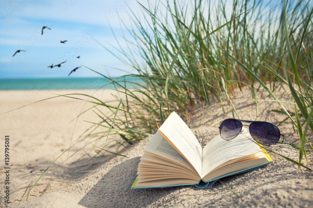 Naklejka premium Lesen am Strand im Urlaub