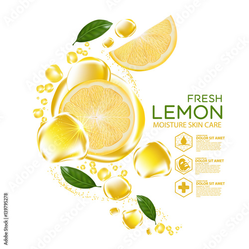 lemon fruit Serum Moisture Skin Care Cosmetic.