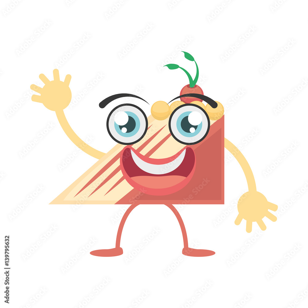Naklejka premium cartoon slice cake sweet vector illustration eps 10