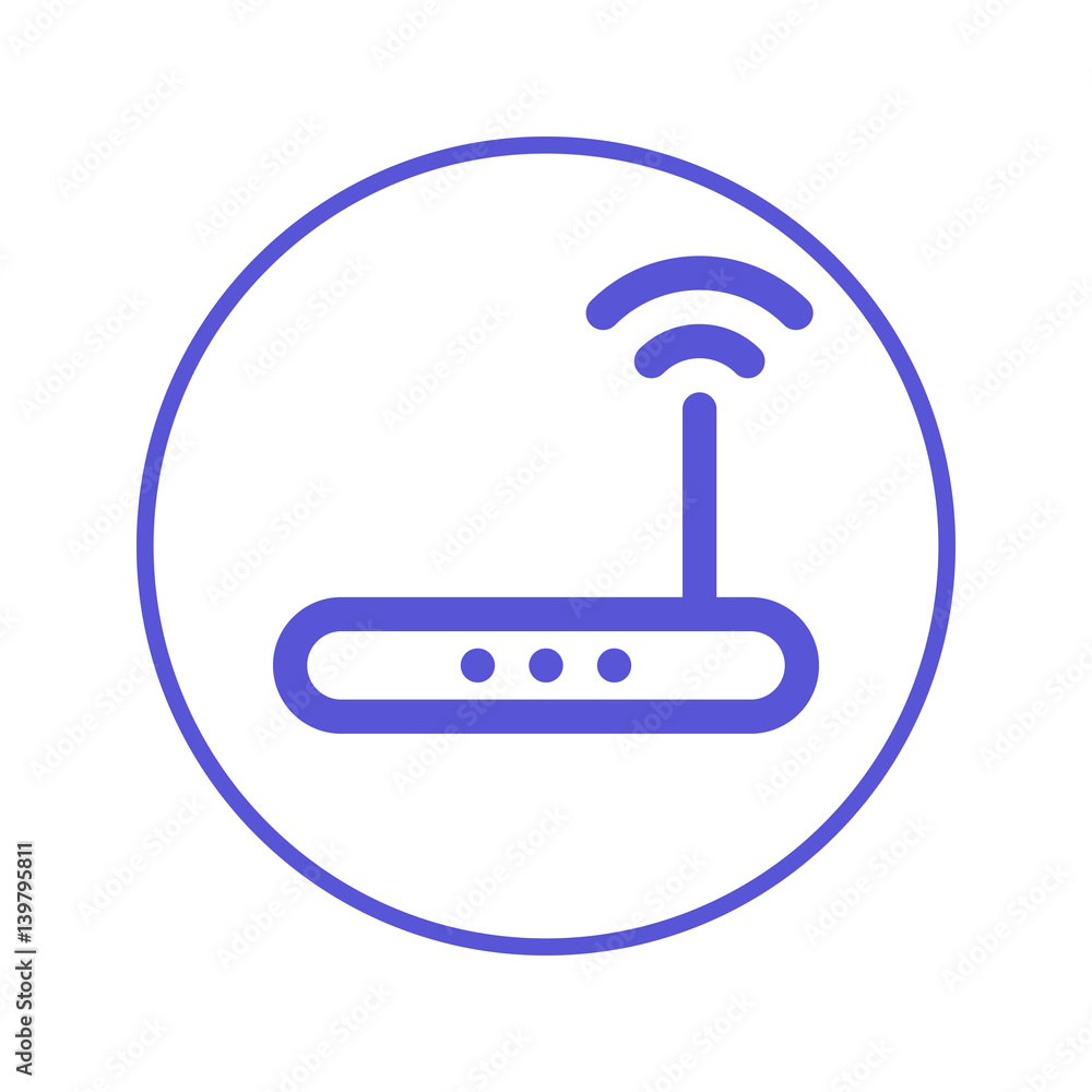 Wireless wi-fi router circular line icon. Round sign. High speed internet connection flat style vector symbol
