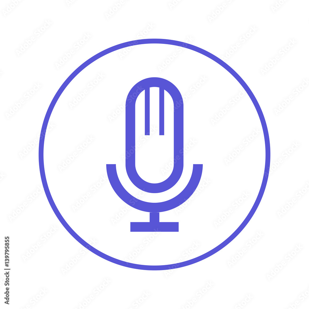 Old microphone circular line icon. Round sign. Flat style vector symbol Old microphone circular line icon. Round sign. Flat style vector symbol