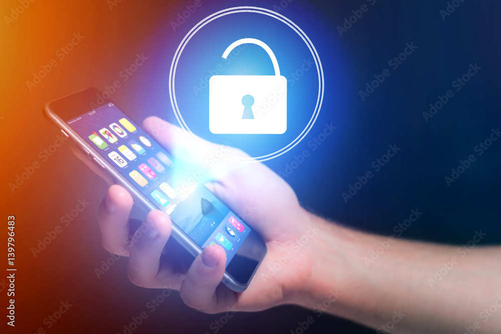 Security concept with a locker open on an internet application - technology concept Security concept with a locker open on an internet application - technology concept