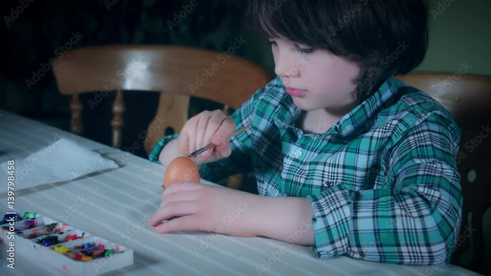 4K Home Shot Of Child Painting Easter Eggs 4K Home Shot Of Child Painting Easter Eggs