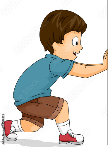 Kid Boy Pushing Board