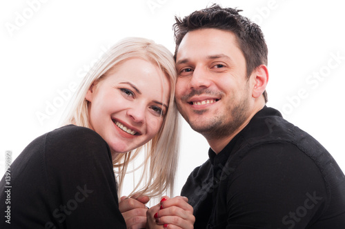 Closeup portrait of handsome male and beautiful woman